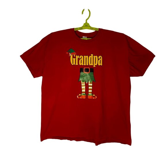 Grandpa Elf Christmas T-Shirt Red Gildan Softstyle Ring Spun Cotton 3XL - Picture 1 of 8